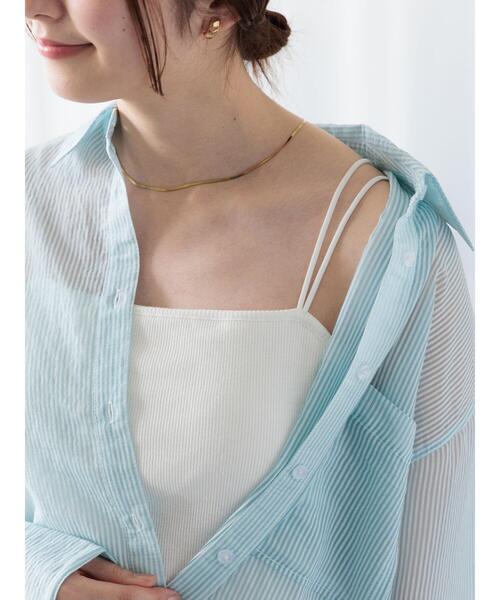 Te chichi TERRASSE（テチチテラス）の「カップ付キャミソール《2025summer catalog item》（キャミソール・レディース・オフホワイト/チャコールグレー・F）」の3枚目の写真