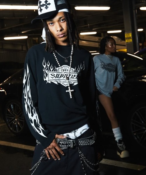 【美品】 ソルブレ　Sal-u-Bre ファイヤーパターン 長袖Tシャツ セール】SUPPLIER/サプライヤー Tribal Fire Pattern Thermal