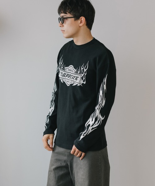 【美品】 ソルブレ　Sal-u-Bre ファイヤーパターン 長袖Tシャツ セール】SUPPLIER/サプライヤー Tribal Fire Pattern Thermal