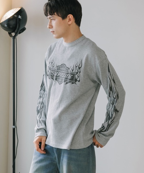 【美品】 ソルブレ　Sal-u-Bre ファイヤーパターン 長袖Tシャツ セール】SUPPLIER/サプライヤー Tribal Fire Pattern Thermal