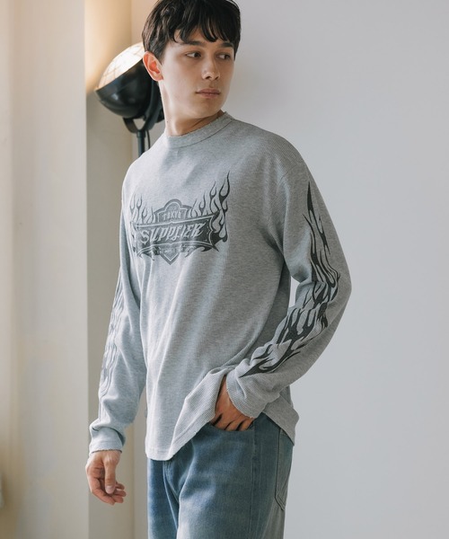 SUPPLIER(サプライヤー)の「SUPPLIER/サプライヤー Tribal Fire Pattern Thermal Long Sleeve ロンT(Tシャツ/カットソー・メンズ・グレー/ブラック・L/XL/M)」の14枚目の写真
