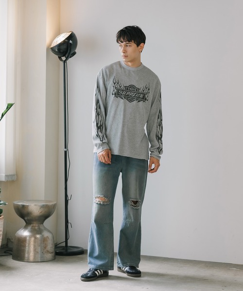 SUPPLIER(サプライヤー)の「SUPPLIER/サプライヤー Tribal Fire Pattern Thermal Long Sleeve ロンT(Tシャツ/カットソー・メンズ・グレー/ブラック・L/XL/M)」の18枚目の写真
