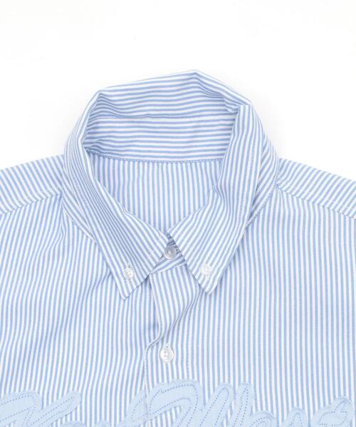 WEGO（ウィゴー）の「WEGO/オックスフォードダメージアップリケシャツ（シャツ/ブラウス・メンズ・グレー系その他4/ブルー系その他4・MEDIUM/LARGE）」の3枚目の写真