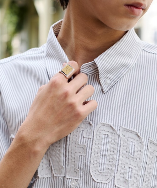 WEGO（ウィゴー）の「WEGO/オックスフォードダメージアップリケシャツ（シャツ/ブラウス・メンズ・グレー系その他4/ブルー系その他4・MEDIUM/LARGE）」の7枚目の写真