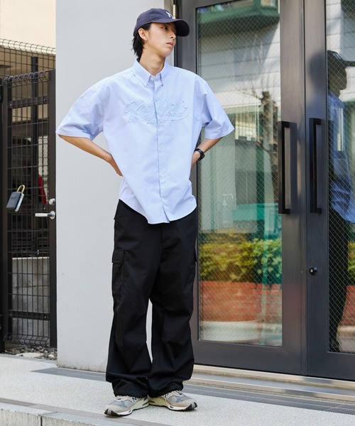 WEGO（ウィゴー）の「WEGO/オックスフォードダメージアップリケシャツ（シャツ/ブラウス・メンズ・グレー系その他4/ブルー系その他4・MEDIUM/LARGE）」の20枚目の写真