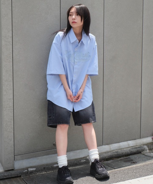 WEGO（ウィゴー）の「WEGO/オックスフォードダメージアップリケシャツ（シャツ/ブラウス・メンズ・グレー系その他4/ブルー系その他4・MEDIUM/LARGE）」の15枚目の写真