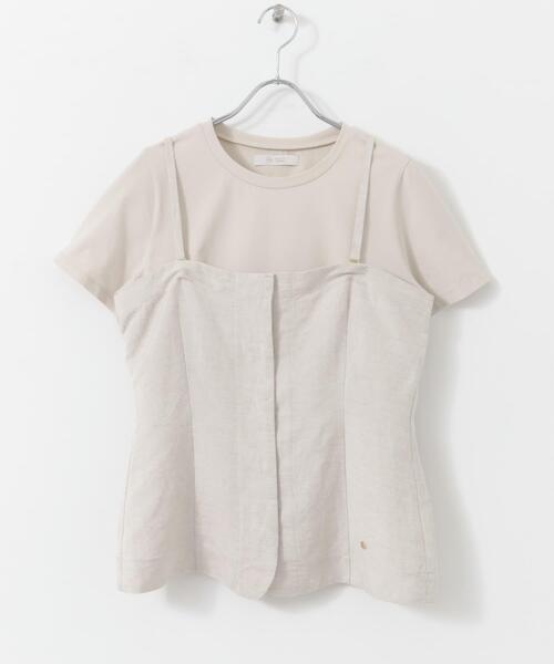 F by ROSSO（エフバイロッソ）の「F by ROSSO　リネン混ビスチェ+半袖Tシャツ（Tシャツ/カットソー・レディース・ベージュ/チェック/チャコールグレー・FREE）」の11枚目の写真