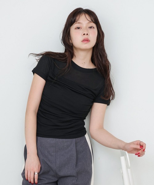 Bab（バブ）の「ドレープニットトップス（その他トップス・レディース・ブラック/オフホワイト/ピンク/グリーン・M）」の2枚目の写真