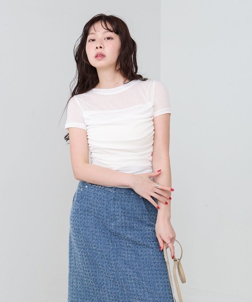 Bab（バブ）の「ドレープニットトップス（その他トップス・レディース・ブラック/オフホワイト/ピンク/グリーン・M）」の6枚目の写真