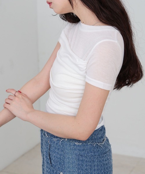 Bab（バブ）の「ドレープニットトップス（その他トップス・レディース・ブラック/オフホワイト/ピンク/グリーン・M）」の12枚目の写真