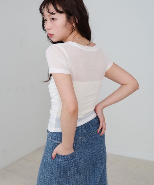 Bab（バブ）の「ドレープニットトップス（その他トップス・レディース・ブラック/オフホワイト/ピンク/グリーン・M）」の14枚目の写真