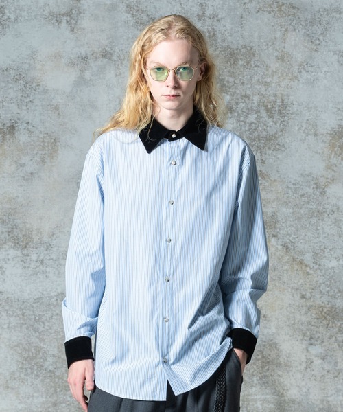 glamb（グラム）の「Noble Velvet Collar Shirt / ノーブルヴェルヴェットカラーシャツ（シャツ/ブラウス・メンズ・ホワイト/ブルー・S/M/L）」の6枚目の写真
