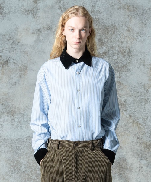 glamb（グラム）の「Noble Velvet Collar Shirt / ノーブルヴェルヴェットカラーシャツ（シャツ/ブラウス・メンズ・ホワイト/ブルー・S/M/L）」の7枚目の写真