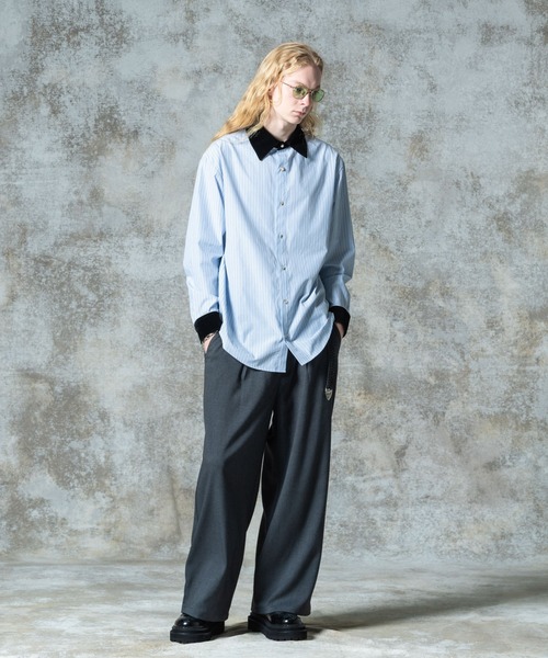 glamb（グラム）の「Noble Velvet Collar Shirt / ノーブルヴェルヴェットカラーシャツ（シャツ/ブラウス・メンズ・ホワイト/ブルー・S/M/L）」の9枚目の写真