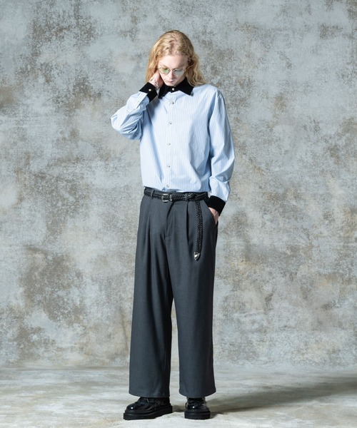 glamb（グラム）の「Noble Velvet Collar Shirt / ノーブルヴェルヴェットカラーシャツ（シャツ/ブラウス・メンズ・ホワイト/ブルー・S/M/L）」の10枚目の写真