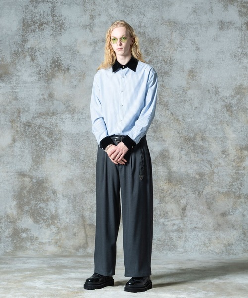 glamb（グラム）の「Noble Velvet Collar Shirt / ノーブルヴェルヴェットカラーシャツ（シャツ/ブラウス・メンズ・ホワイト/ブルー・S/M/L）」の11枚目の写真