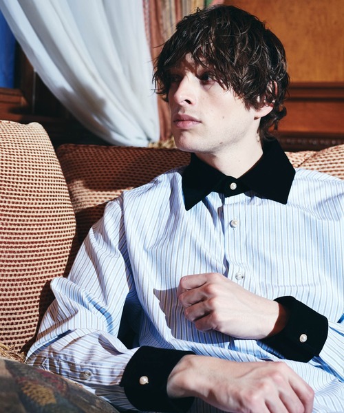 glamb（グラム）の「Noble Velvet Collar Shirt / ノーブルヴェルヴェットカラーシャツ（シャツ/ブラウス・メンズ・ホワイト/ブルー・S/M/L）」の16枚目の写真
