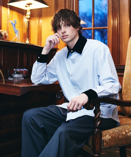 glamb（グラム）の「Noble Velvet Collar Shirt / ノーブルヴェルヴェットカラーシャツ（シャツ/ブラウス・メンズ・ホワイト/ブルー・S/M/L）」の17枚目の写真