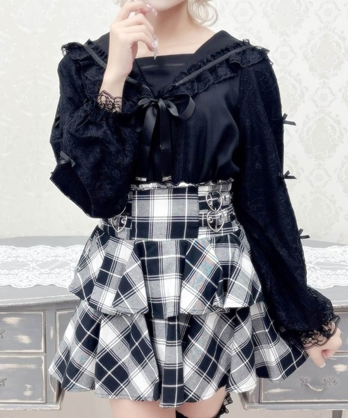 MA*RS（アメーバーマーズ）の「袖レースちびリボン付きセーラーブラウス（シャツ/ブラウス・レディース・ホワイト×ピンク/ホワイト×ブラック/ブラック/ホワイト/ホワイト×ホワイト/ブラック×ブラック/ピンク系その他・FREE）」の6枚目の写真