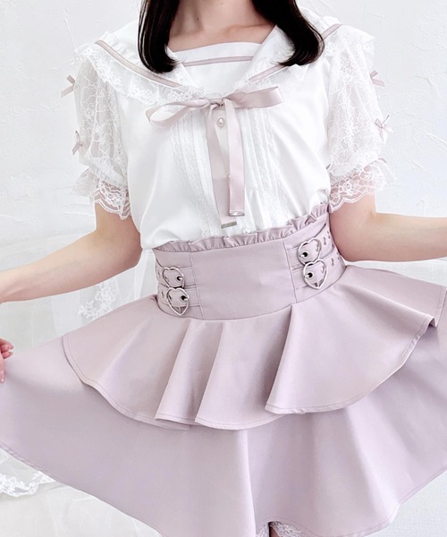 MA*RS（アメーバーマーズ）の「袖レースちびリボン付きセーラーブラウス（シャツ/ブラウス・レディース・ホワイト×ピンク/ホワイト×ブラック/ブラック/ホワイト/ホワイト×ホワイト/ブラック×ブラック/ピンク系その他・FREE）」の4枚目の写真