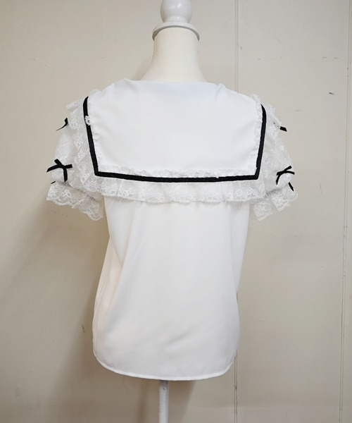 MA*RS（アメーバーマーズ）の「袖レースちびリボン付きセーラーブラウス（シャツ/ブラウス・レディース・ホワイト×ピンク/ホワイト×ブラック/ブラック/ホワイト/ホワイト×ホワイト/ブラック×ブラック/ピンク系その他・FREE）」の17枚目の写真