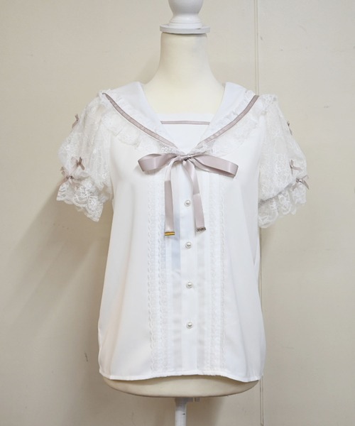 MA*RS（アメーバーマーズ）の「袖レースちびリボン付きセーラーブラウス（シャツ/ブラウス・レディース・ホワイト×ピンク/ホワイト×ブラック/ブラック/ホワイト/ホワイト×ホワイト/ブラック×ブラック/ピンク系その他・FREE）」の18枚目の写真