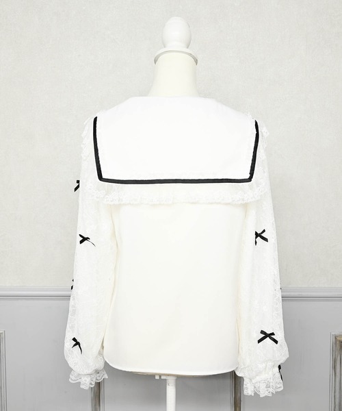 MA*RS（アメーバーマーズ）の「袖レースちびリボン付きセーラーブラウス（シャツ/ブラウス・レディース・ホワイト×ピンク/ホワイト×ブラック/ブラック/ホワイト/ホワイト×ホワイト/ブラック×ブラック/ピンク系その他・FREE）」の13枚目の写真