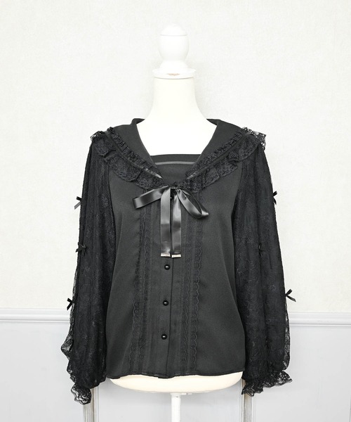 MA*RS（アメーバーマーズ）の「袖レースちびリボン付きセーラーブラウス（シャツ/ブラウス・レディース・ホワイト×ピンク/ホワイト×ブラック/ブラック/ホワイト/ホワイト×ホワイト/ブラック×ブラック/ピンク系その他・FREE）」の14枚目の写真