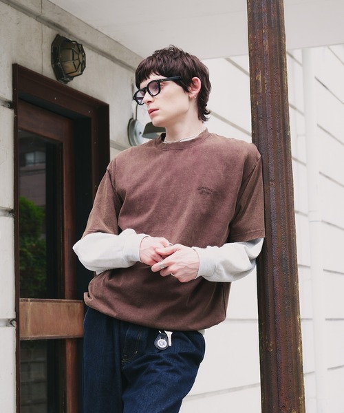 Adoon plain(アドーンプレーン)の「【新色追加 ネイビー系】WAVE LOGO DRAWCORD T-SHIRT / ウェーブロゴドローコードT(Tシャツ/カットソー・メンズ・ブラック/ネイビー/ブラウン/レッド/オフホワイト/その他/ライトブラウン/レッド系その他/ネイビー系・MEDIUM/LARGE)」の4枚目の写真