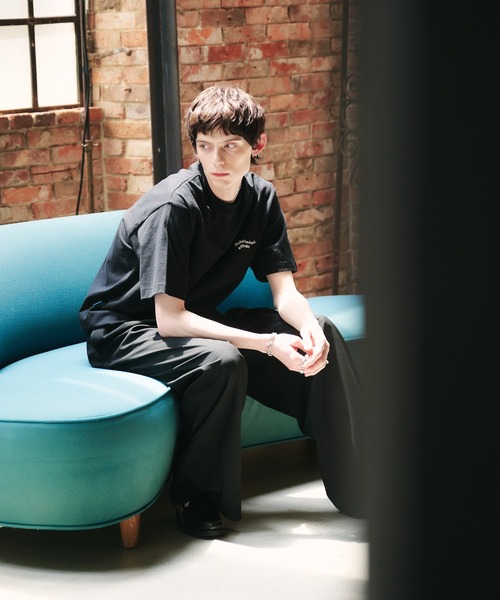 Tシャツ・カットソー IONSEOUL Wave hood wrap knit 新色追加 ネイビー系】WAVE LOGO DRAWCORD T-SHIRT / ウェーブ