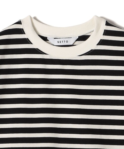 SETTO（セット）の「【SHIPS別注】SETTO:ボーダー ハーフ スリーブ（Tシャツ/カットソー・レディース・ブラック/ネイビー・ONE SIZE）」の8枚目の写真