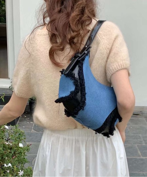 セール】△フリンジデニムショルダーバッグ（ショルダーバッグ