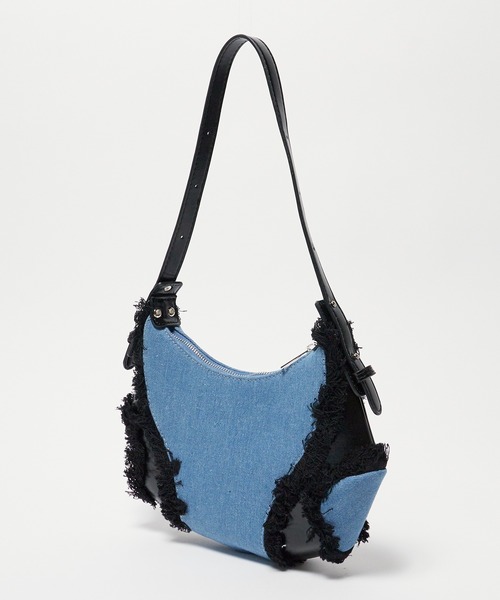 D&G 丸型 フリンジ デニム ショルダーバッグ セール】△フリンジデニムショルダーバッグ（ショルダーバッグ