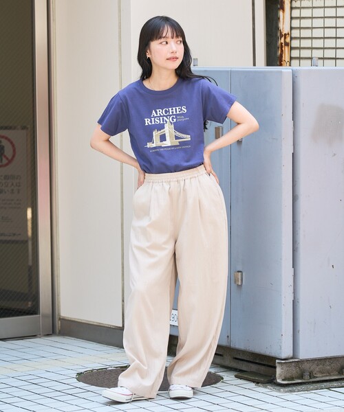 FREAK'S STORE（フリークスストア）の「ヴィンテージ プリントミニTシャツ（Tシャツ/カットソー・レディース・ネイビー/オフホワイト/マスタード・ﾌﾘ-）」の4枚目の写真