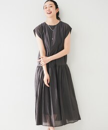 【新品】UNTITLED アンタイトル ワンピース グレー系 サイズ0 セール】【シアー/前開き/夏ワンピ】コットンピンタック