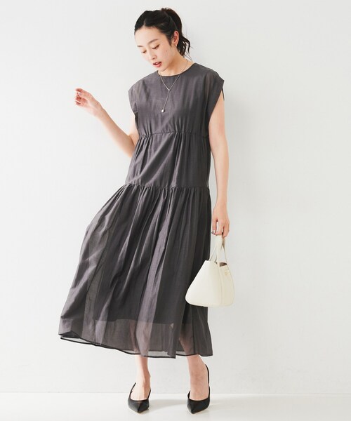 シルクワンピース UNITED ARROWS ワンピース コットンシルク シルキータック