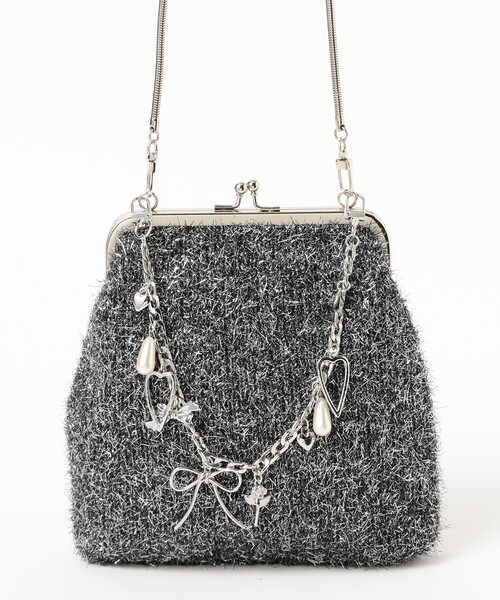 Ray BEAMS（レイビームス）の「【別注】キャセ  シャイニーニット バッグ（トートバッグ・レディース・ブラック/ワイン・ONE SIZE）」の4枚目の写真