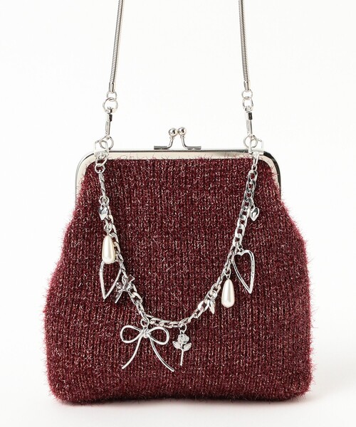 Ray BEAMS（レイビームス）の「【別注】キャセ  シャイニーニット バッグ（トートバッグ・レディース・ブラック/ワイン・ONE SIZE）」の9枚目の写真