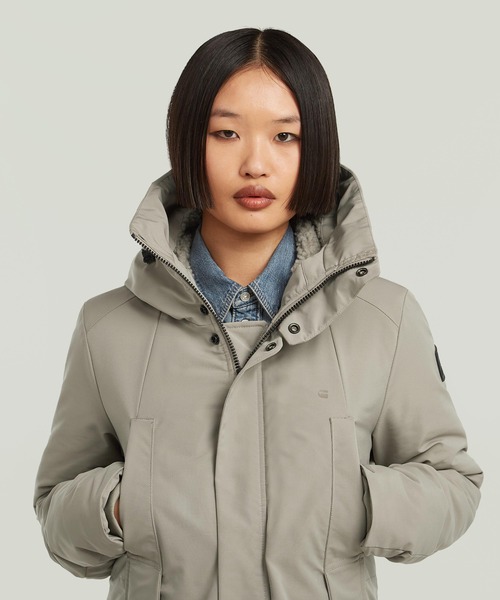 G-STAR（ジースター）の「Vodan 2.0 Long Jacket/ミリタリーディテール中綿ロングジャケット（ダウンジャケット/コート・レディース・ベージュ系その他/ダークブルー・SMALL/X-SMALL）」の4枚目の写真