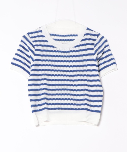 WEGO（ウィゴー）の「WEGO/ボーダーサマーニットクロップド丈トップス/Tシャツ（ニット/セーター・レディース・ピンク/グリーン/その他1/ブラック/ブルー・FREE）」の13枚目の写真