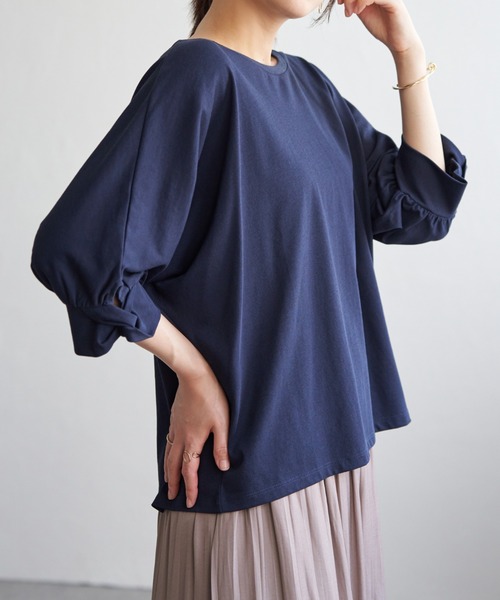 ikka（イッカ）の「【接触冷感】冷感ツイストドルマンプルオーバー（Tシャツ/カットソー・レディース・ワイン/マスタード/ネイビー/その他1/グリーン・M/L/S）」の3枚目の写真