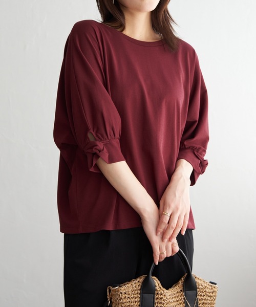 ikka（イッカ）の「【接触冷感】冷感ツイストドルマンプルオーバー（Tシャツ/カットソー・レディース・ワイン/マスタード/ネイビー/その他1/グリーン・M/L/S）」の5枚目の写真