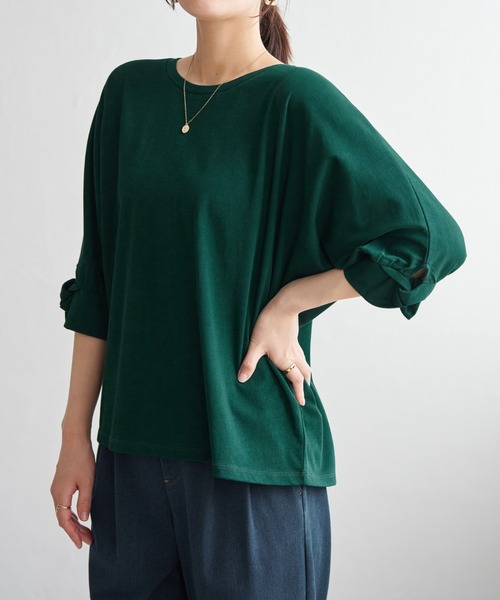 ikka（イッカ）の「【接触冷感】冷感ツイストドルマンプルオーバー（Tシャツ/カットソー・レディース・ワイン/マスタード/ネイビー/その他1/グリーン・M/L/S）」の2枚目の写真