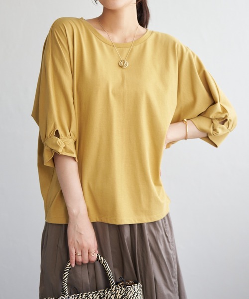 ikka（イッカ）の「【接触冷感】冷感ツイストドルマンプルオーバー（Tシャツ/カットソー・レディース・ワイン/マスタード/ネイビー/その他1/グリーン・M/L/S）」の4枚目の写真