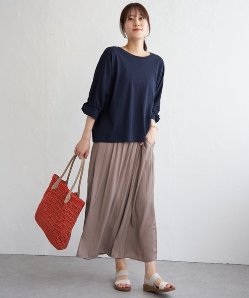 ikka（イッカ）の「【接触冷感】冷感ツイストドルマンプルオーバー（Tシャツ/カットソー・レディース・ワイン/マスタード/ネイビー/その他1/グリーン・M/L/S）」の10枚目の写真