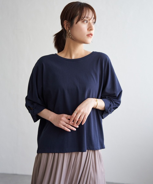 ikka（イッカ）の「【接触冷感】冷感ツイストドルマンプルオーバー（Tシャツ/カットソー・レディース・ワイン/マスタード/ネイビー/その他1/グリーン・M/L/S）」の12枚目の写真