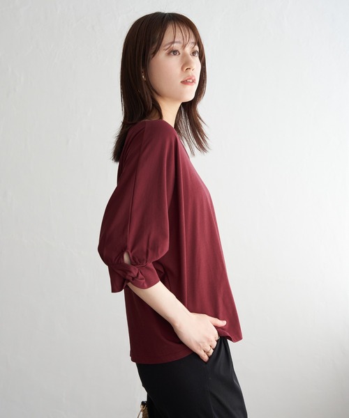 ikka（イッカ）の「【接触冷感】冷感ツイストドルマンプルオーバー（Tシャツ/カットソー・レディース・ワイン/マスタード/ネイビー/その他1/グリーン・M/L/S）」の21枚目の写真