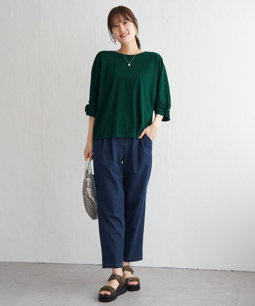 ikka（イッカ）の「【接触冷感】冷感ツイストドルマンプルオーバー（Tシャツ/カットソー・レディース・ワイン/マスタード/ネイビー/その他1/グリーン・M/L/S）」の22枚目の写真