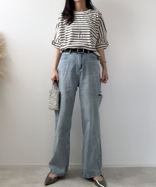 ikka（イッカ）の「【接触冷感】冷感ツイストドルマンプルオーバー（Tシャツ/カットソー・レディース・ワイン/マスタード/ネイビー/その他1/グリーン・M/L/S）」の6枚目の写真