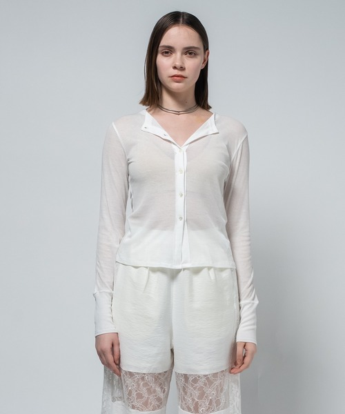 CITY TOKYO（シティトウキョウ）の「【CITY TOKYO/シティートウキョウ】Sheer Cardigan/シアーカーディガン（カーディガン/ボレロ・レディース・オレンジ/サックスブルー/ブラック/ホワイト・FREE）」の6枚目の写真